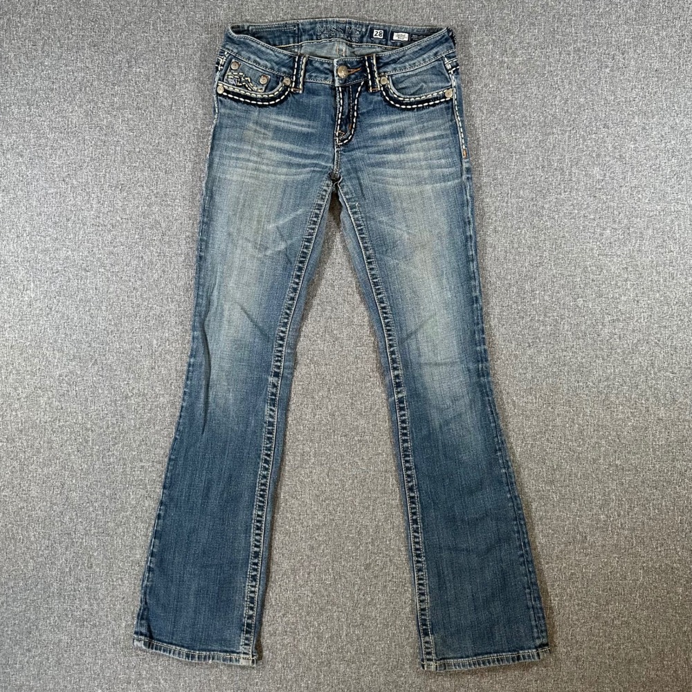 Miss Me Irene Bootcut Jeans Womens 28 Blue Denim Low Rise Y2K Western Flap
